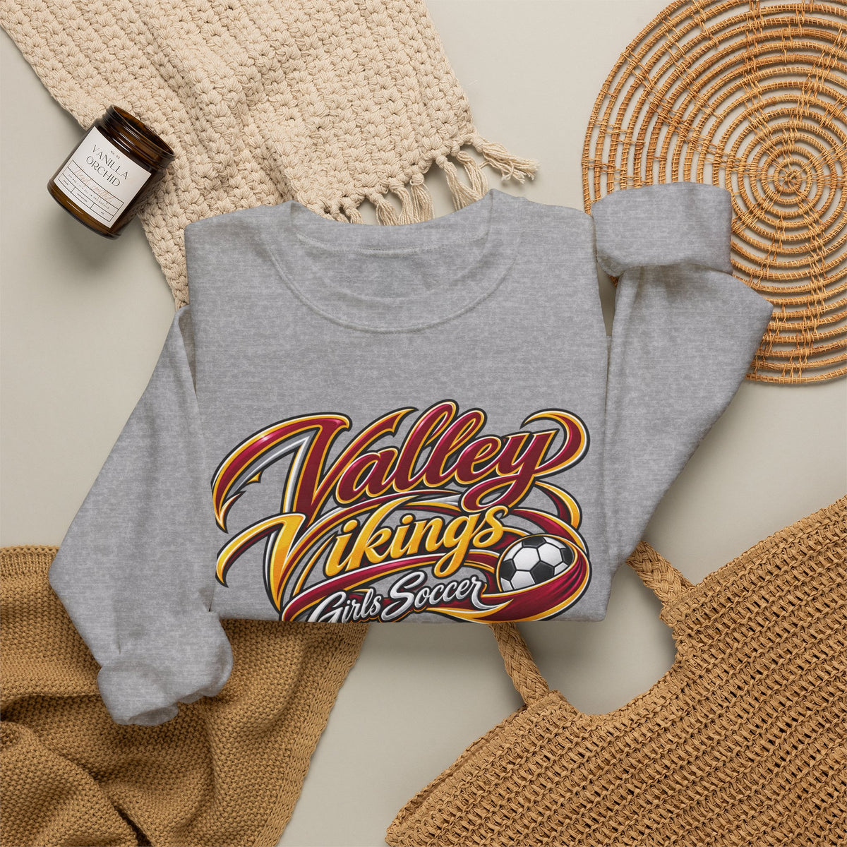 Valley Vikings Girls Soccer Spirit Fleece Crewneck Sweatshirt