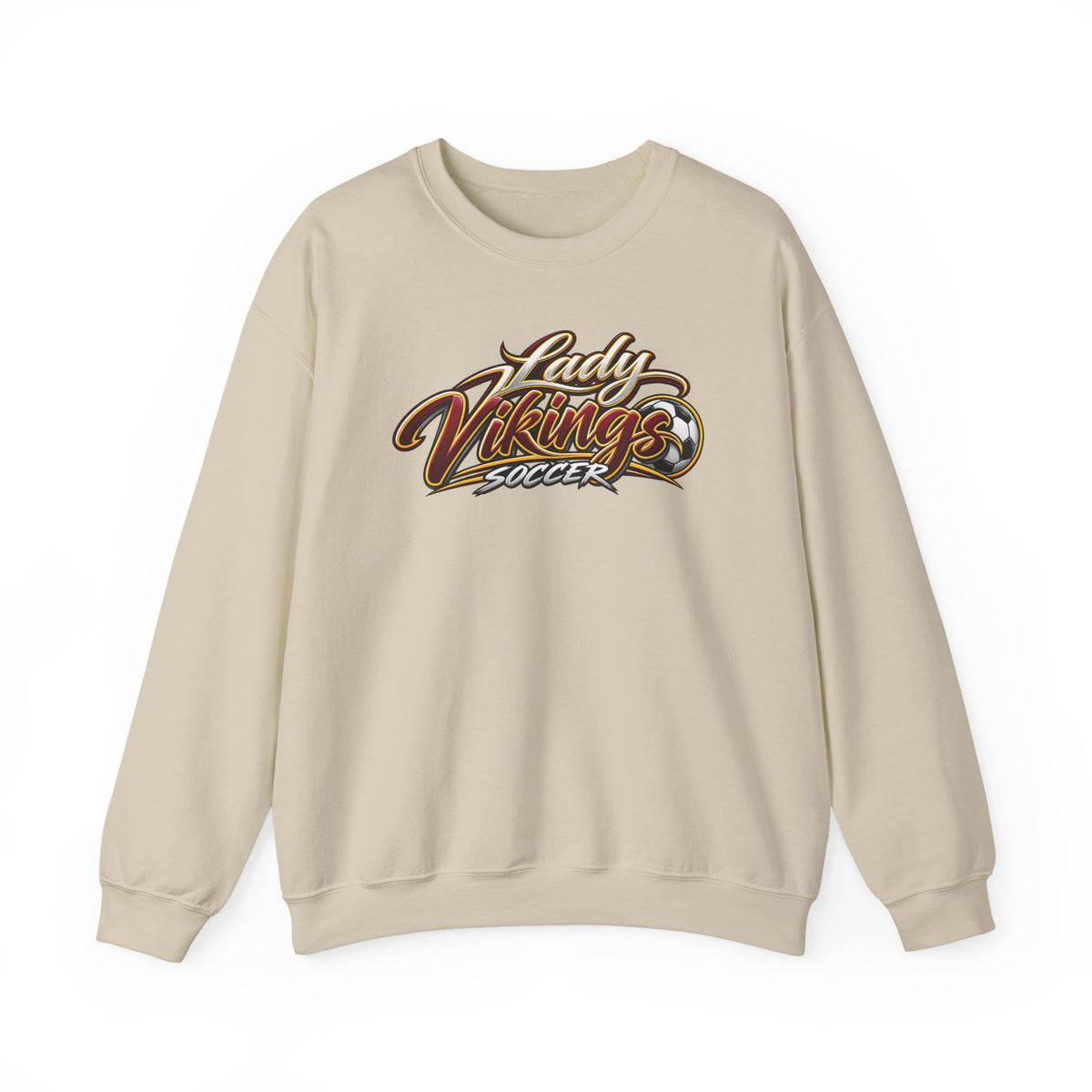 Valley Lady Vikings Soccer Script Spirit Fleece Crewneck Sweatshirt