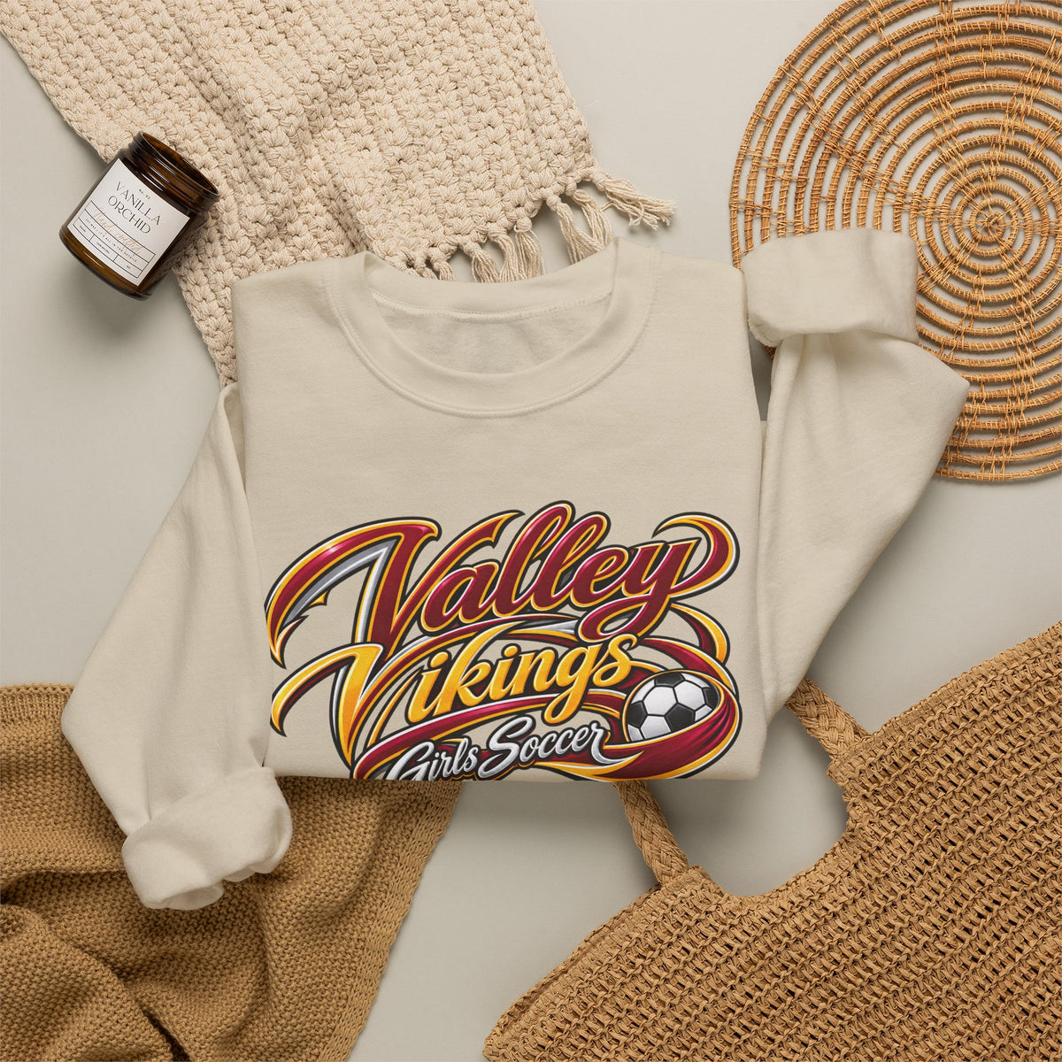 Valley Vikings Girls Soccer Spirit Fleece Crewneck Sweatshirt
