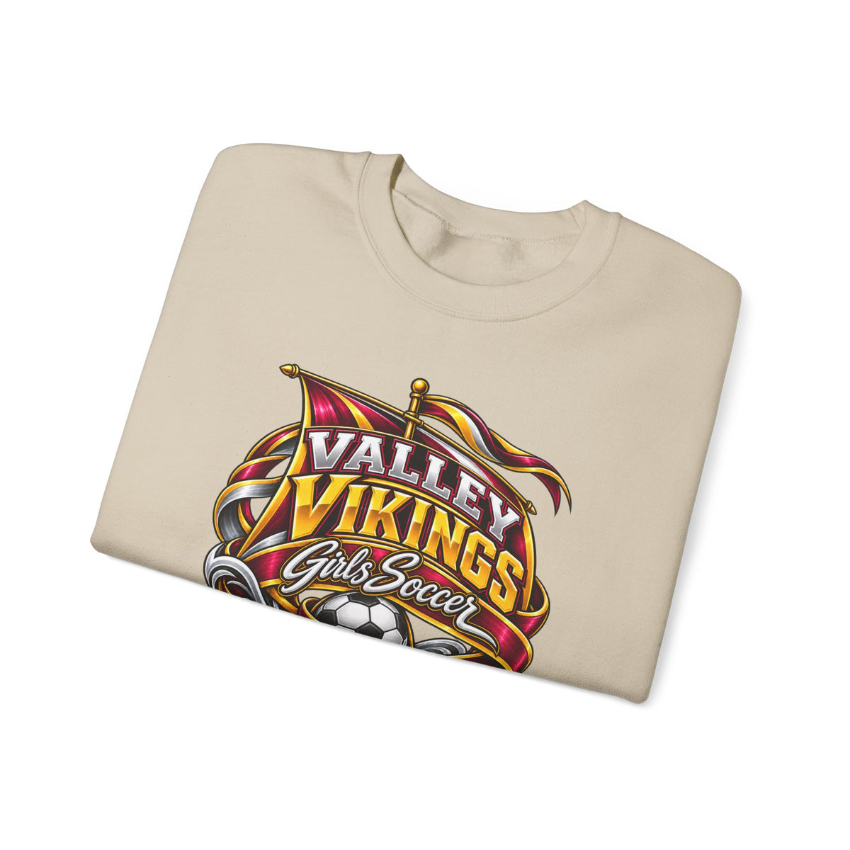 Valley Vikings Girls Soccer Viking Warrior Spirit Fleece Crewneck Sweatshirt