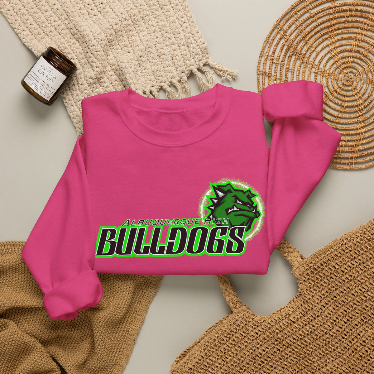 Albuquerque Bulldogs Athletic Mascot Spirit Fleece Crewneck Sweatshirt