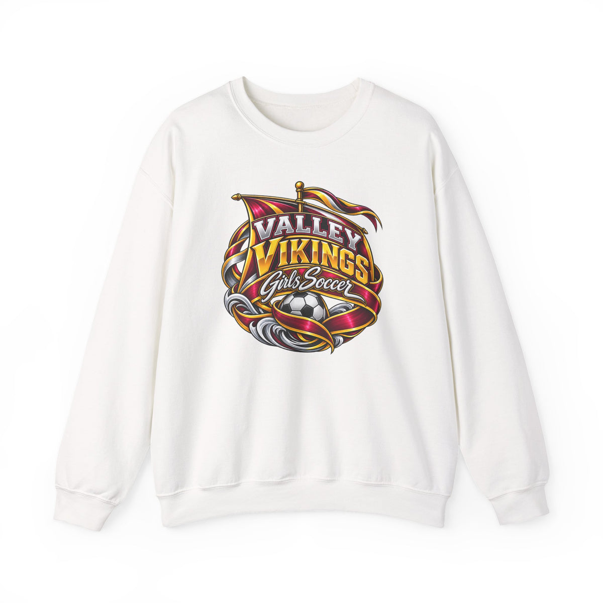 Valley Vikings Girls Soccer Viking Warrior Spirit Fleece Crewneck Sweatshirt