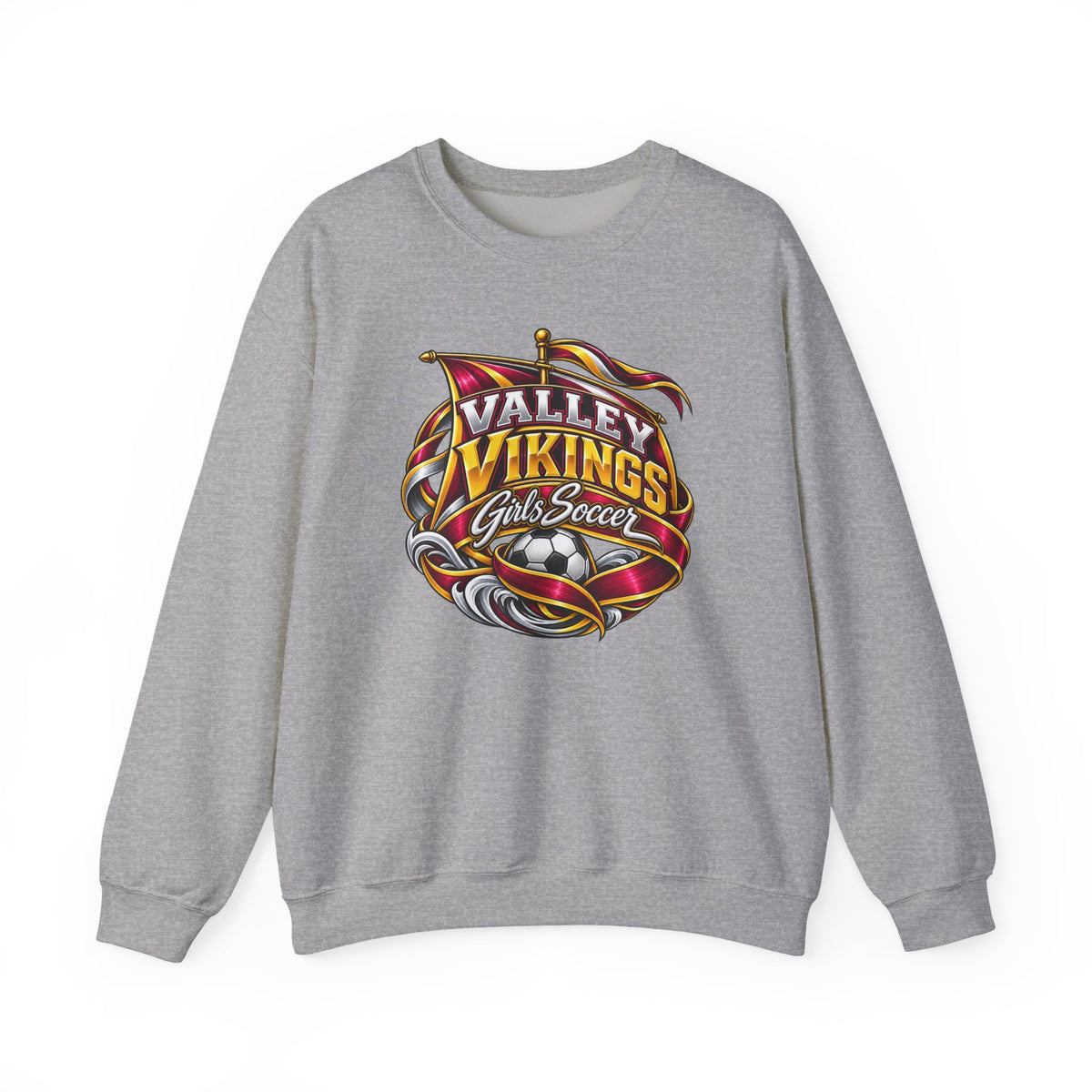 Valley Vikings Girls Soccer Viking Warrior Spirit Fleece Crewneck Sweatshirt
