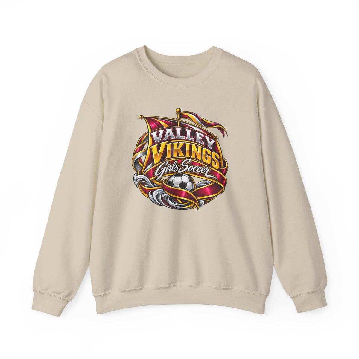 Valley Vikings Girls Soccer Viking Warrior Spirit Fleece Crewneck Sweatshirt