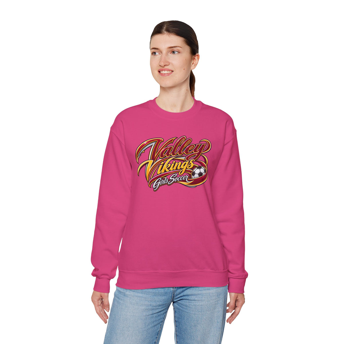 Valley Vikings Girls Soccer Spirit Fleece Crewneck Sweatshirt