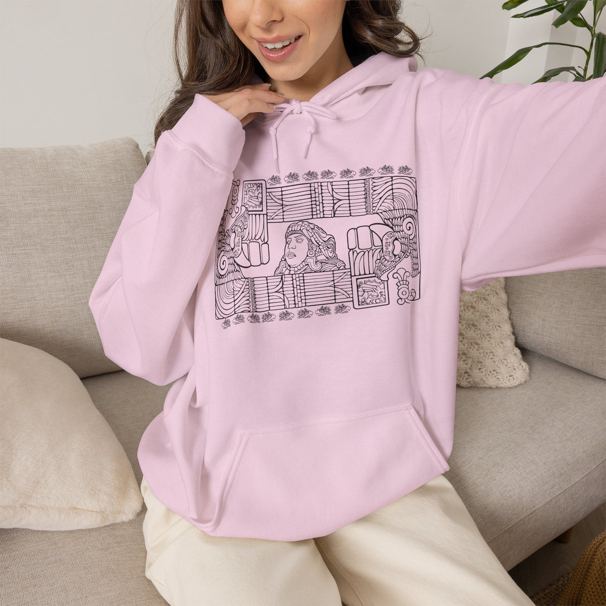 Aztec Wall (Black) – Original Hand-Drawn Aztec Wear Hoodie