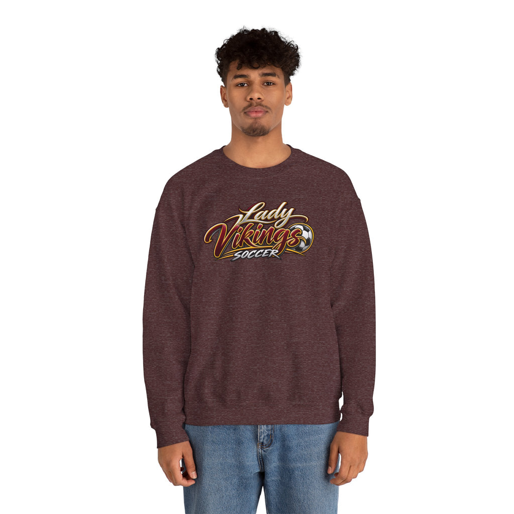 Valley Lady Vikings Soccer Script Spirit Fleece Crewneck Sweatshirt