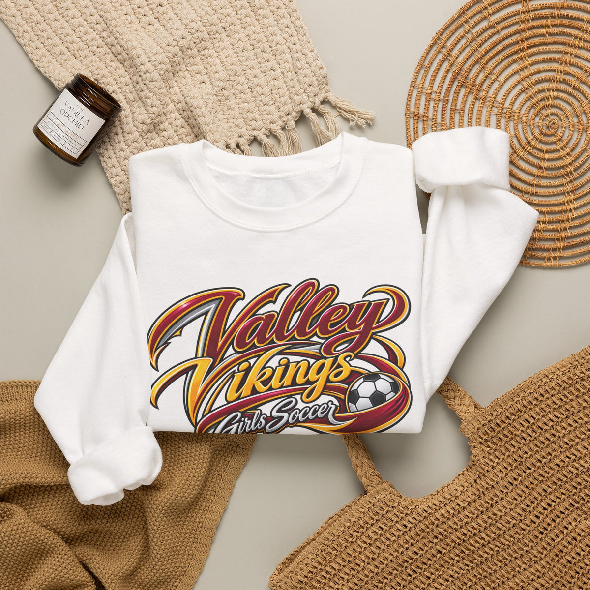 Valley Vikings Girls Soccer Spirit Fleece Crewneck Sweatshirt