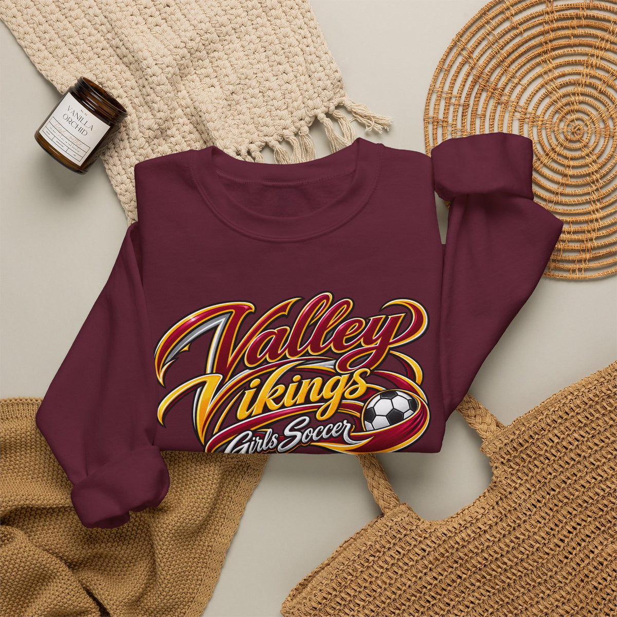 Valley Vikings Girls Soccer Spirit Fleece Crewneck Sweatshirt