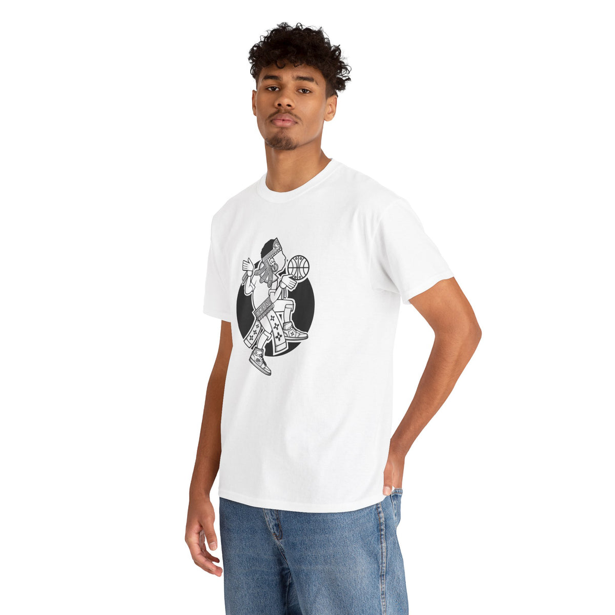 Aztec Hooper (Black & White) – Original Aztec Wear Basketball T-Shirt