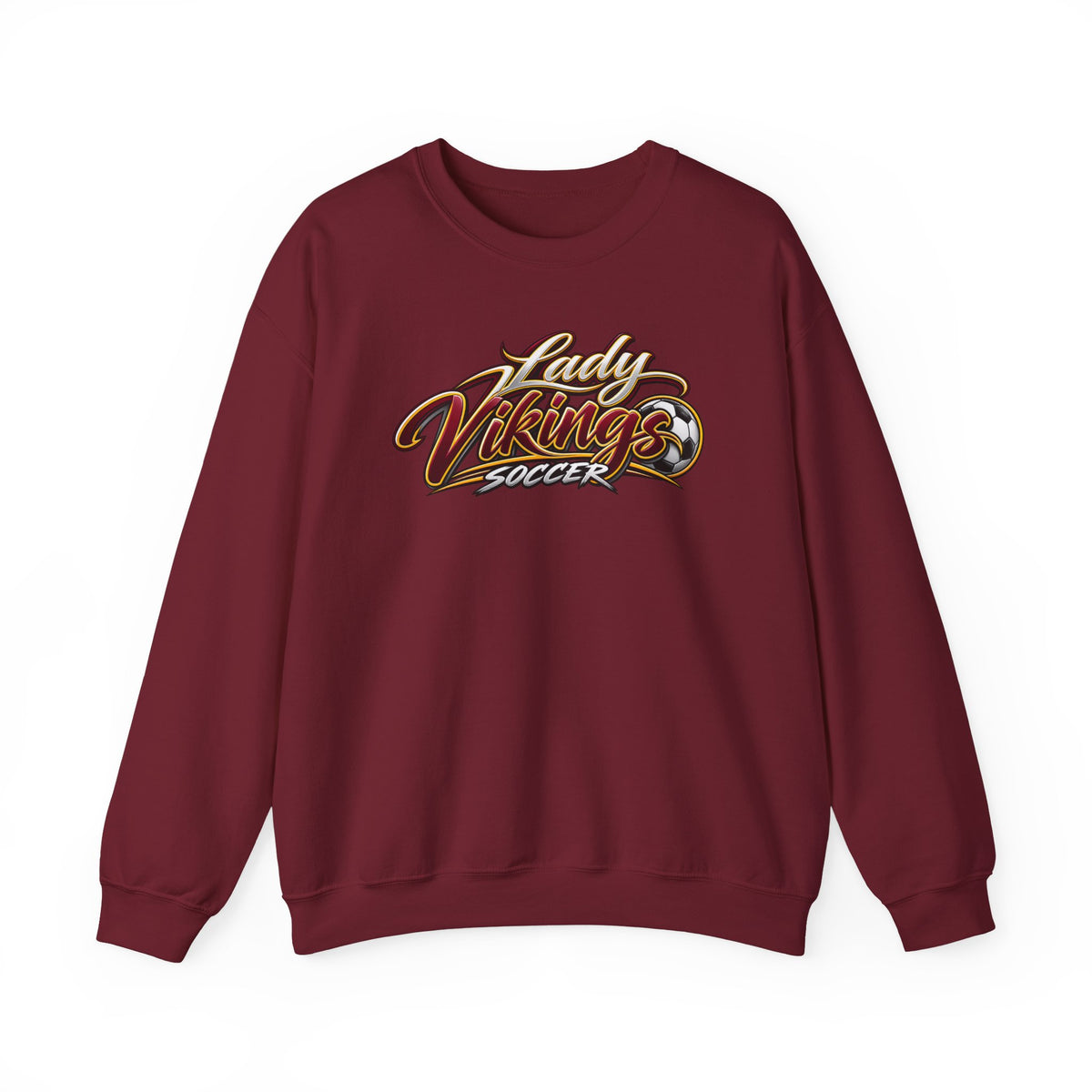 Valley Lady Vikings Soccer Script Spirit Fleece Crewneck Sweatshirt