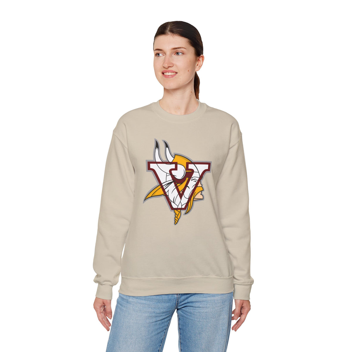 Valley Vikings Classic Logo Spirit Fleece Crewneck Sweatshirt