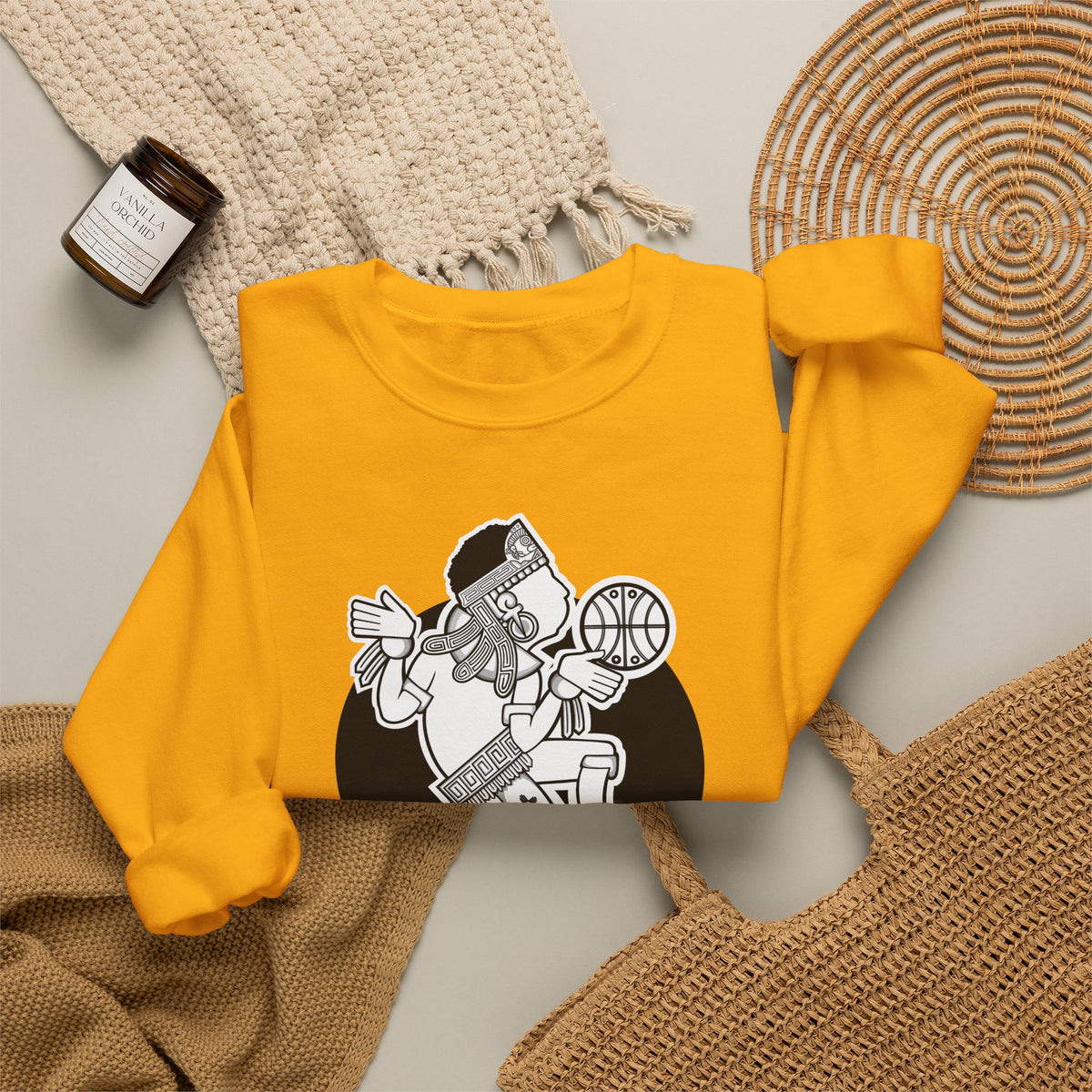 Aztec Hooper (Black & White) – Original Aztec Wear Basketball Fleece Crewneck Sweatshirt