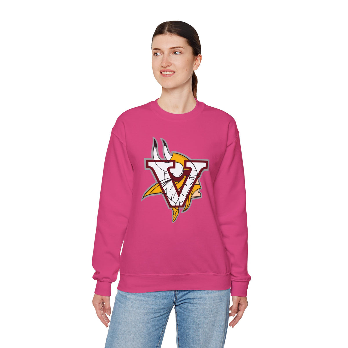 Valley Vikings Classic Logo Spirit Fleece Crewneck Sweatshirt