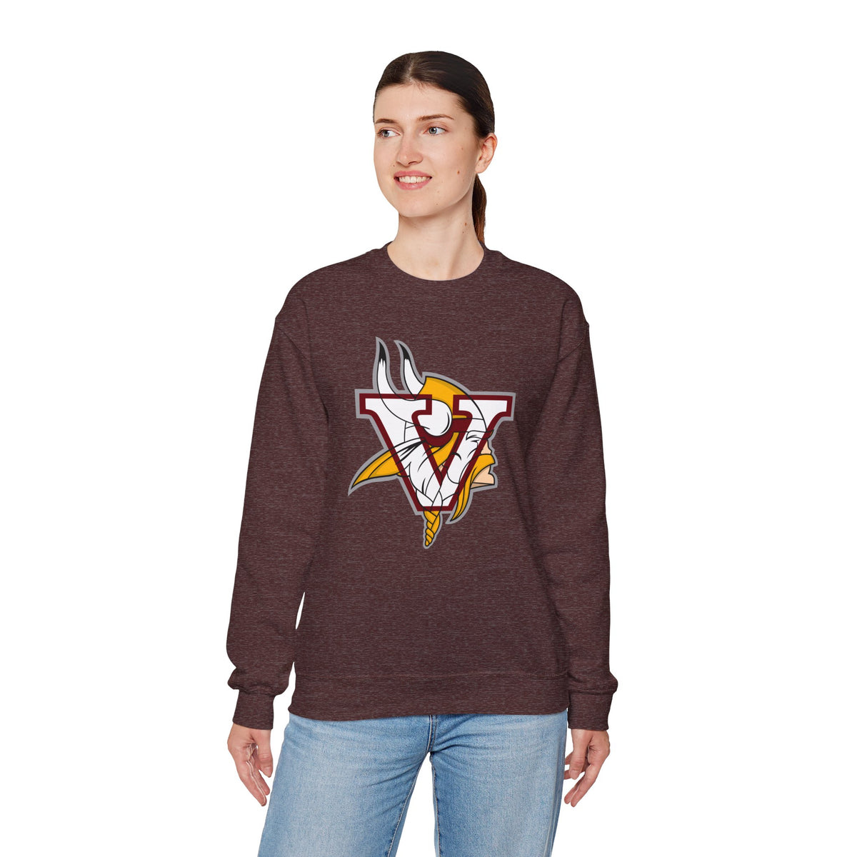 Valley Vikings Classic Logo Spirit Fleece Crewneck Sweatshirt
