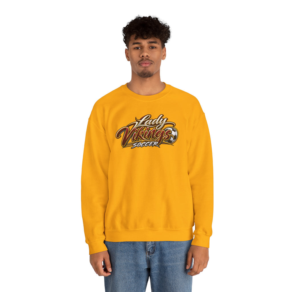 Valley Lady Vikings Soccer Script Spirit Fleece Crewneck Sweatshirt