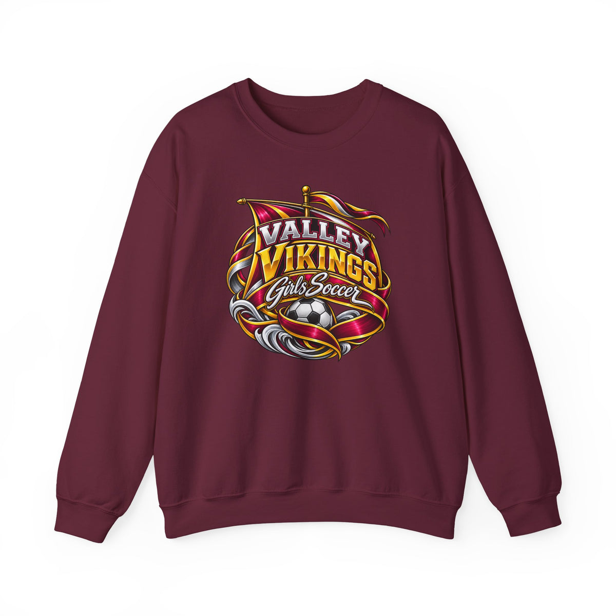 Valley Vikings Girls Soccer Viking Warrior Spirit Fleece Crewneck Sweatshirt