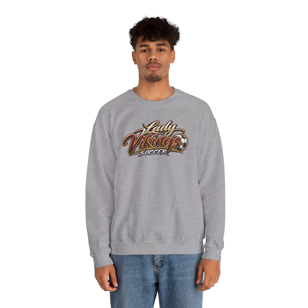Valley Lady Vikings Soccer Script Spirit Fleece Crewneck Sweatshirt
