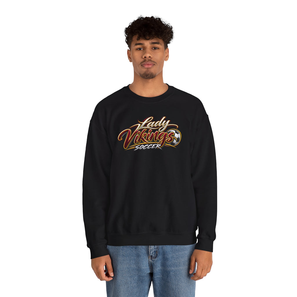 Valley Lady Vikings Soccer Script Spirit Fleece Crewneck Sweatshirt