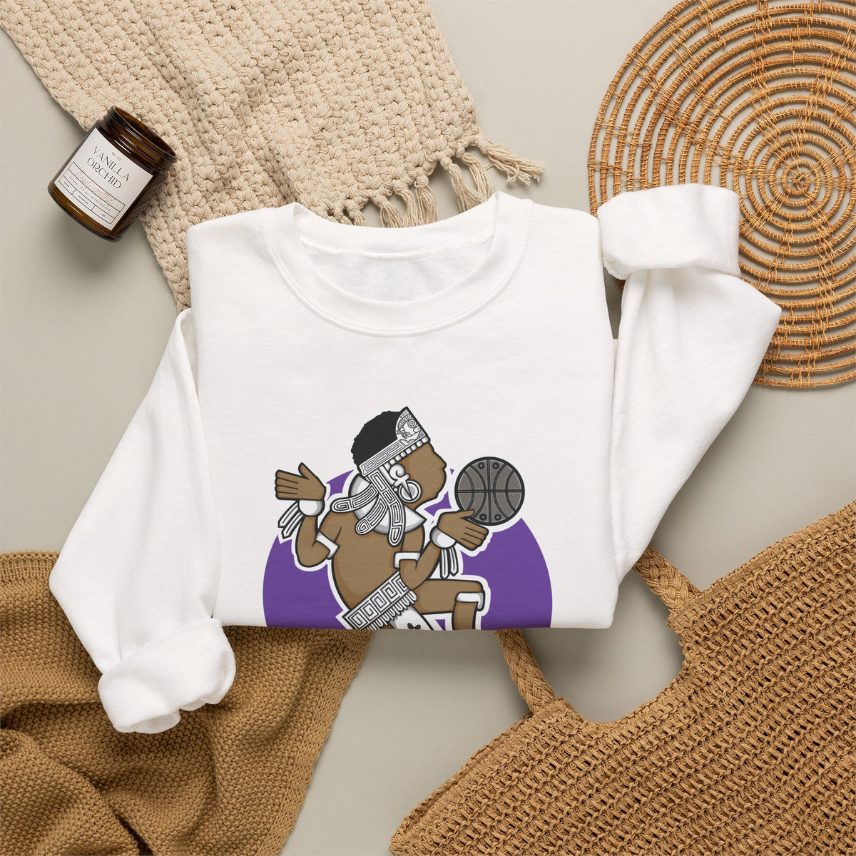 Aztec Hooper (Purple) – Original Aztec Wear Basketball Fleece Crewneck Sweatshirt