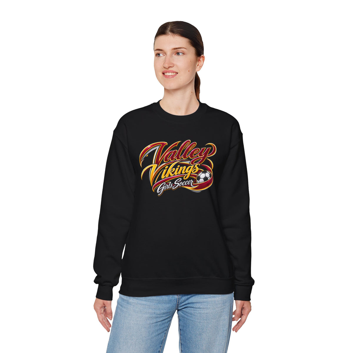 Valley Vikings Girls Soccer Spirit Fleece Crewneck Sweatshirt
