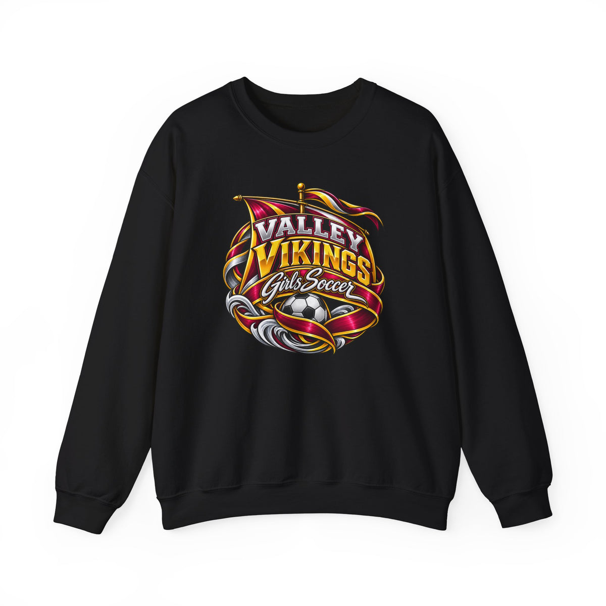 Valley Vikings Girls Soccer Viking Warrior Spirit Fleece Crewneck Sweatshirt