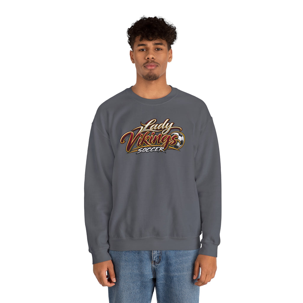 Valley Lady Vikings Soccer Script Spirit Fleece Crewneck Sweatshirt