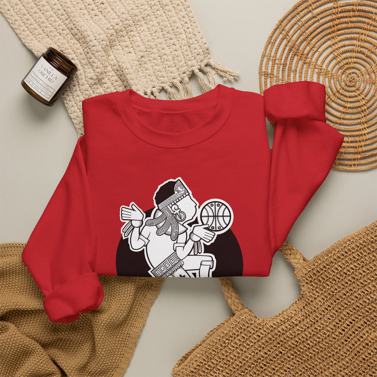 Aztec Hooper (Black & White) – Original Aztec Wear Basketball Fleece Crewneck Sweatshirt