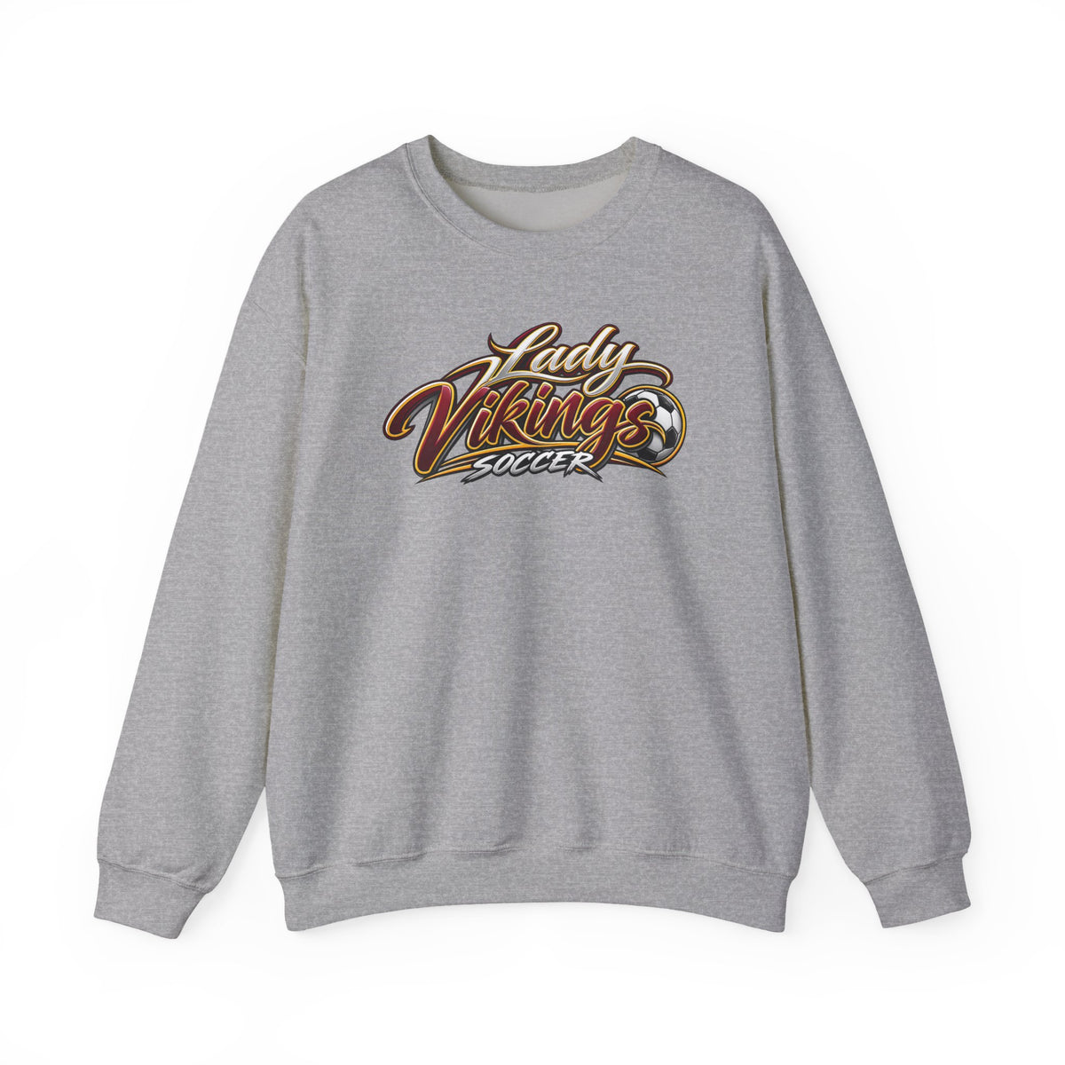 Valley Lady Vikings Soccer Script Spirit Fleece Crewneck Sweatshirt