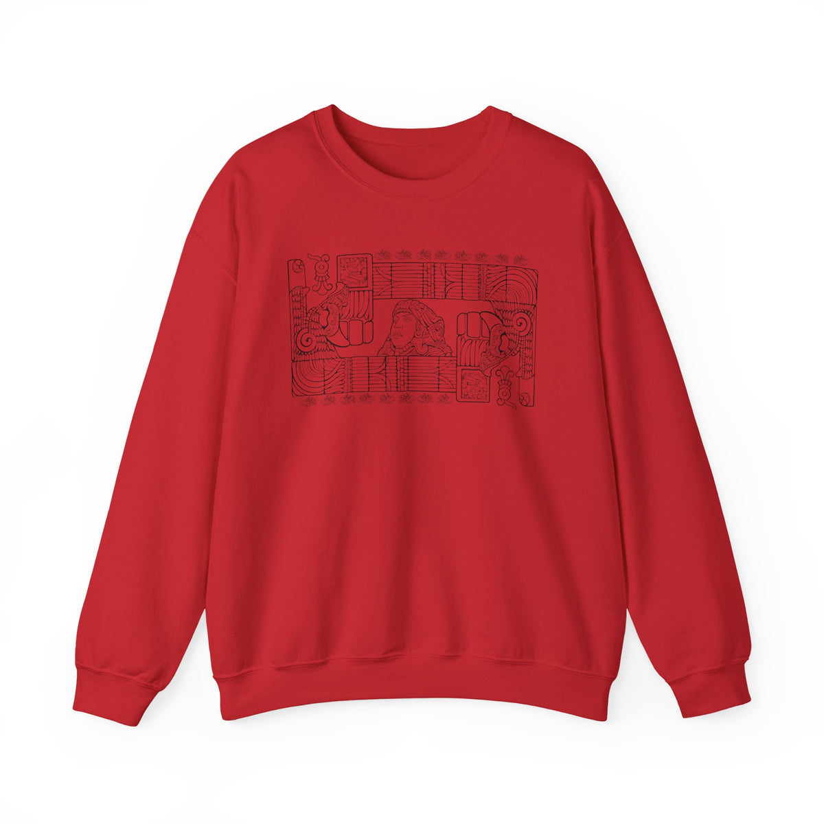 Aztec Wall (Black) – Original Hand-Drawn Aztec Wear Fleece Crewneck Sweatshirt