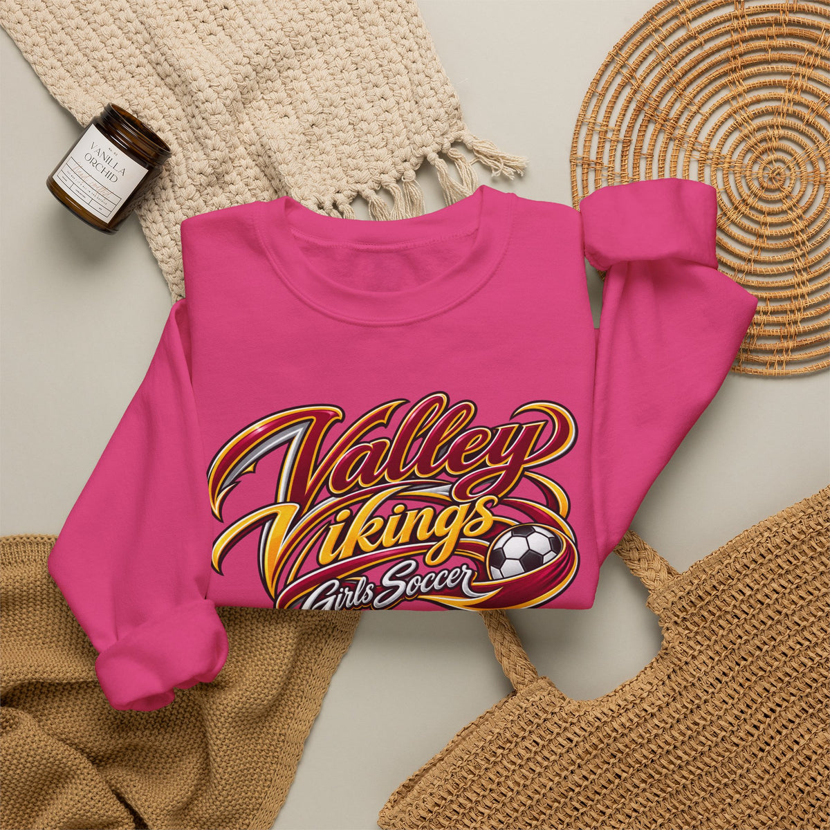 Valley Vikings Girls Soccer Spirit Fleece Crewneck Sweatshirt