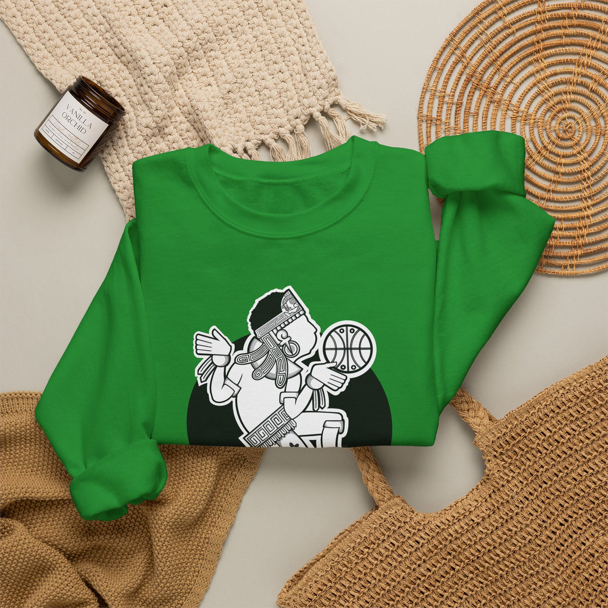 Aztec Hooper (Black & White) – Original Aztec Wear Basketball Fleece Crewneck Sweatshirt