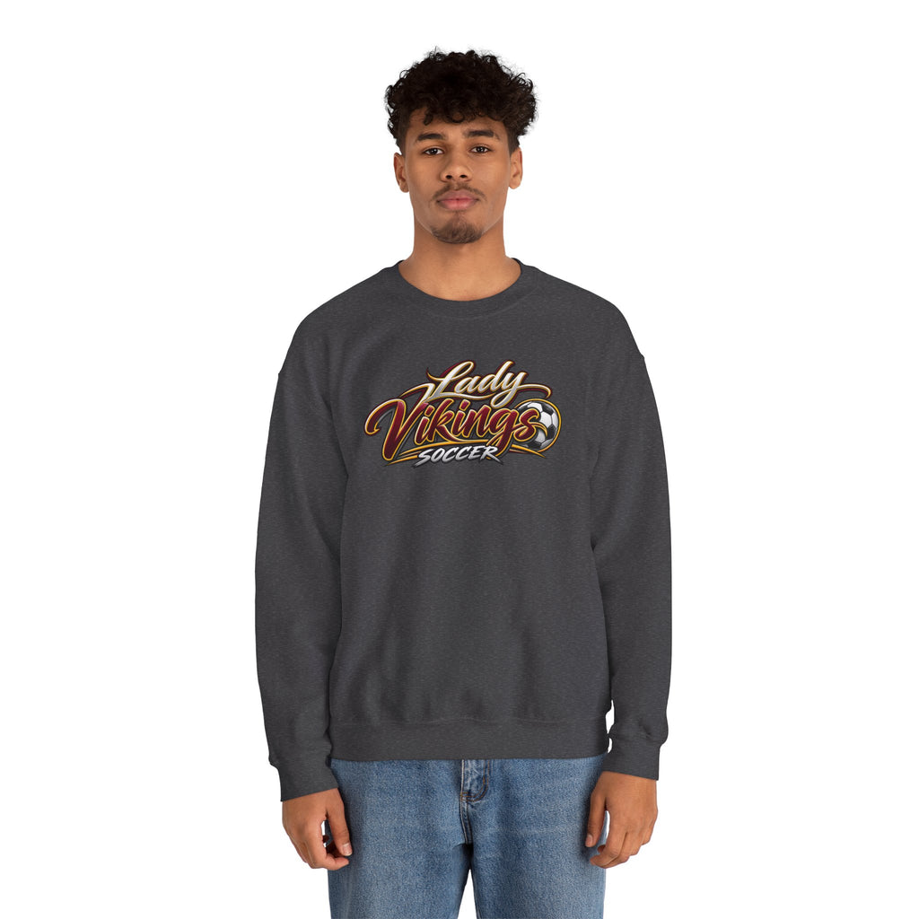 Valley Lady Vikings Soccer Script Spirit Fleece Crewneck Sweatshirt