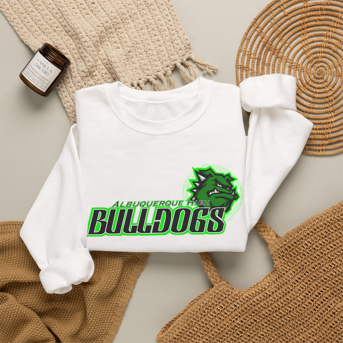 Albuquerque Bulldogs Athletic Mascot Spirit Fleece Crewneck Sweatshirt