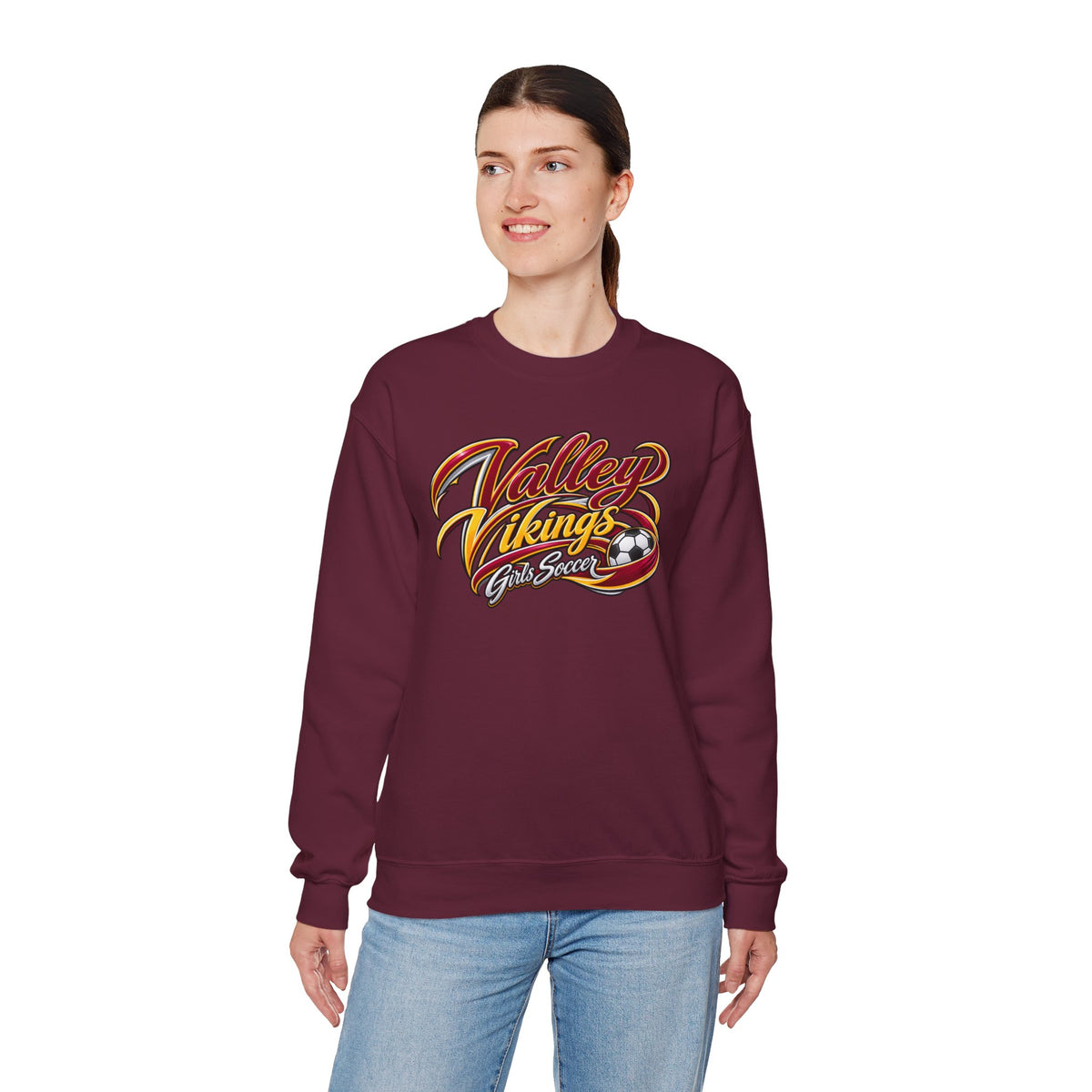 Valley Vikings Girls Soccer Spirit Fleece Crewneck Sweatshirt