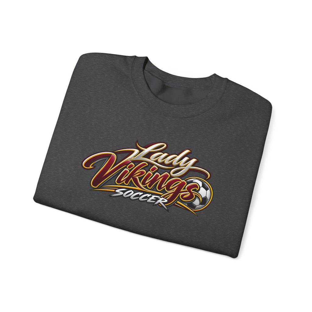 Valley Lady Vikings Soccer Script Spirit Fleece Crewneck Sweatshirt