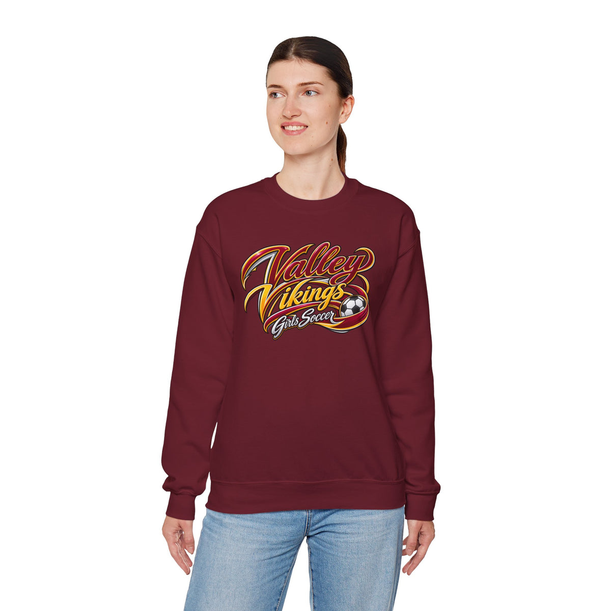Valley Vikings Girls Soccer Spirit Fleece Crewneck Sweatshirt