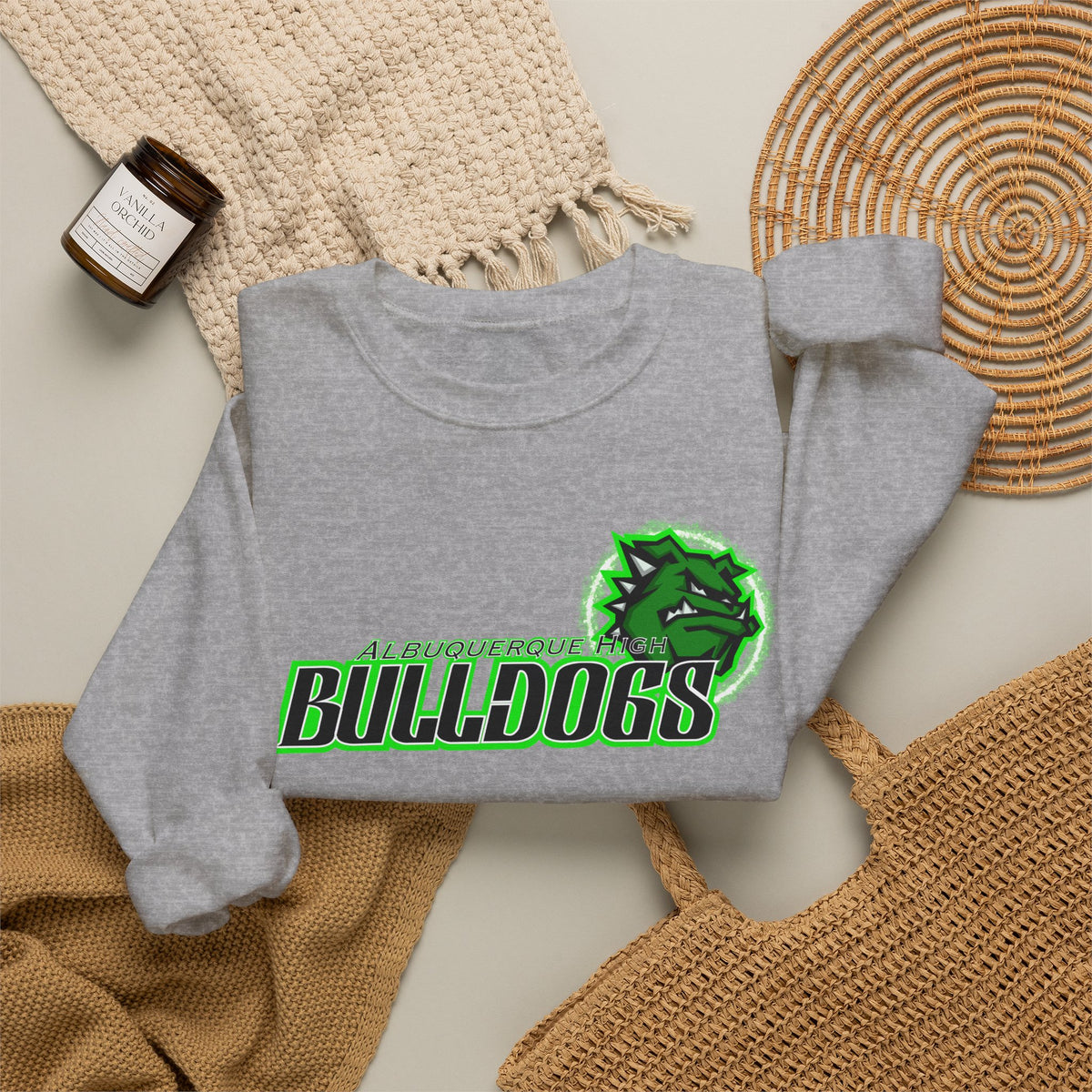 Albuquerque Bulldogs Athletic Mascot Spirit Fleece Crewneck Sweatshirt