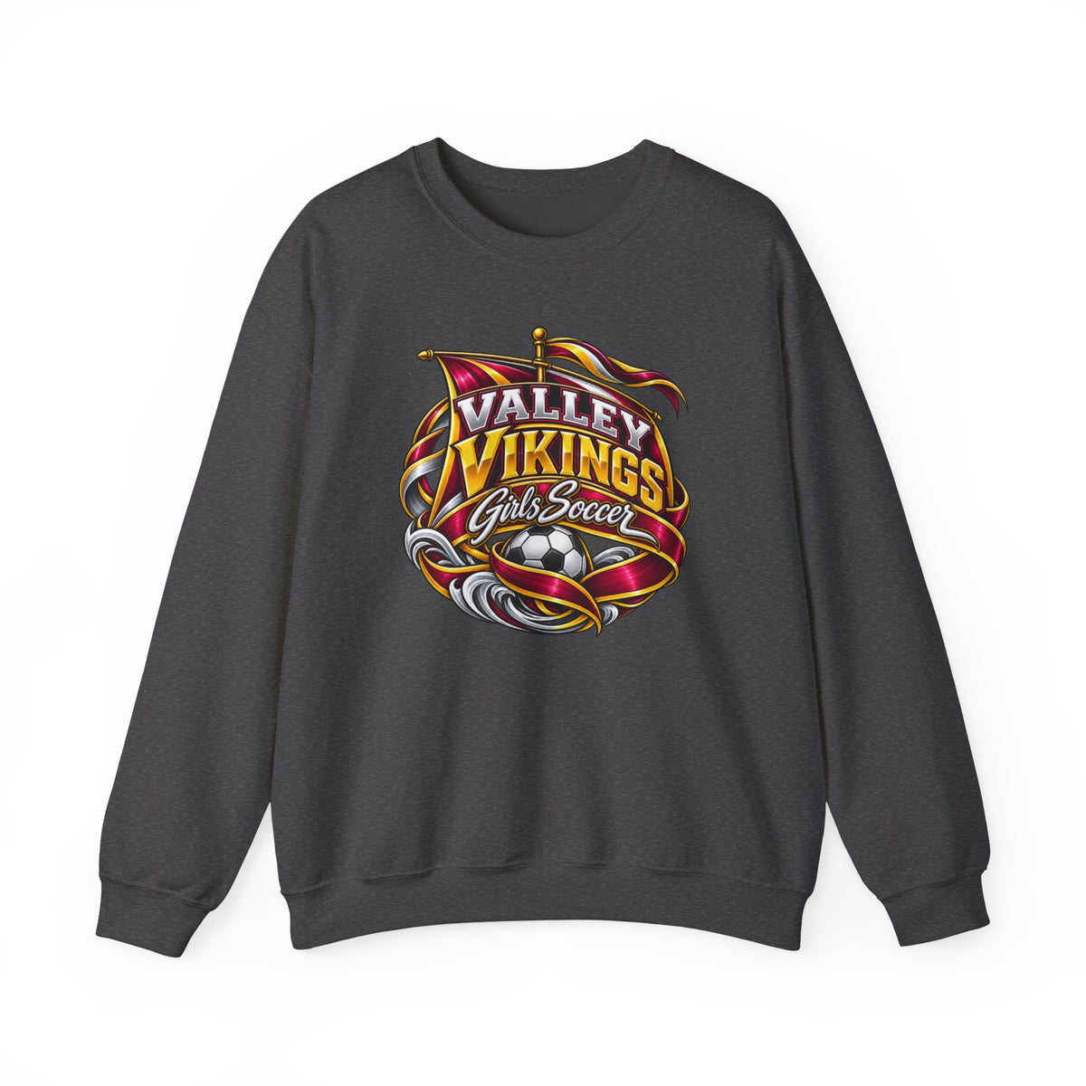 Valley Vikings Girls Soccer Viking Warrior Spirit Fleece Crewneck Sweatshirt