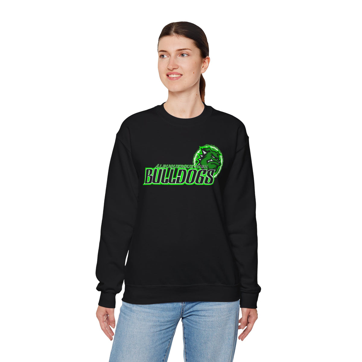 Albuquerque Bulldogs Athletic Mascot Spirit Fleece Crewneck Sweatshirt