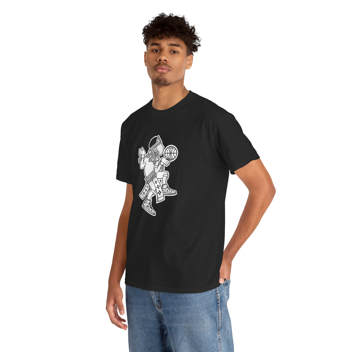 Aztec Hooper (Black & White) – Original Aztec Wear Basketball T-Shirt