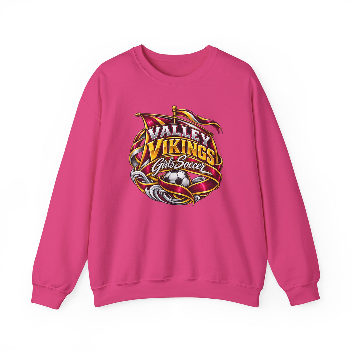 Valley Vikings Girls Soccer Viking Warrior Spirit Fleece Crewneck Sweatshirt