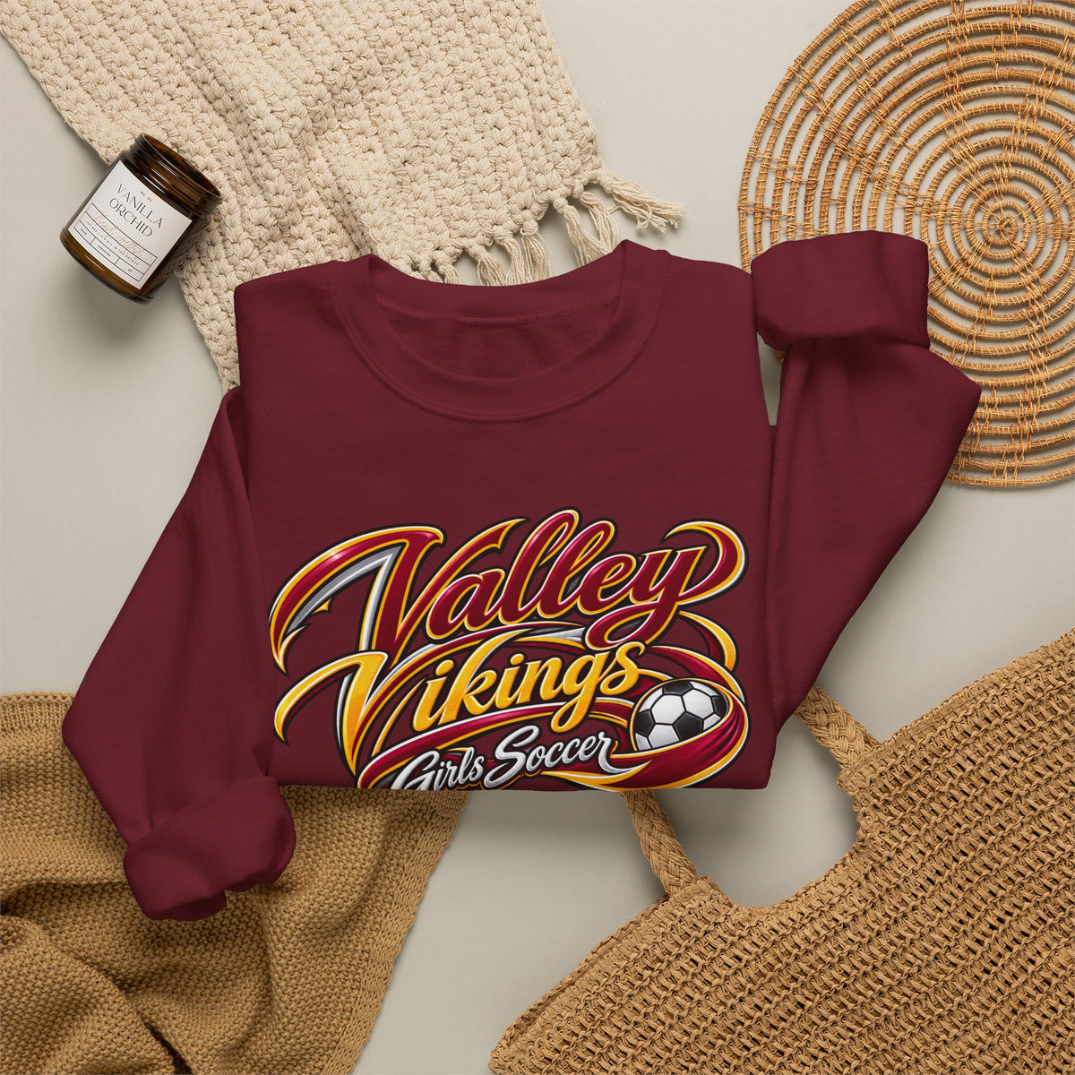 Valley Vikings Girls Soccer Spirit Fleece Crewneck Sweatshirt