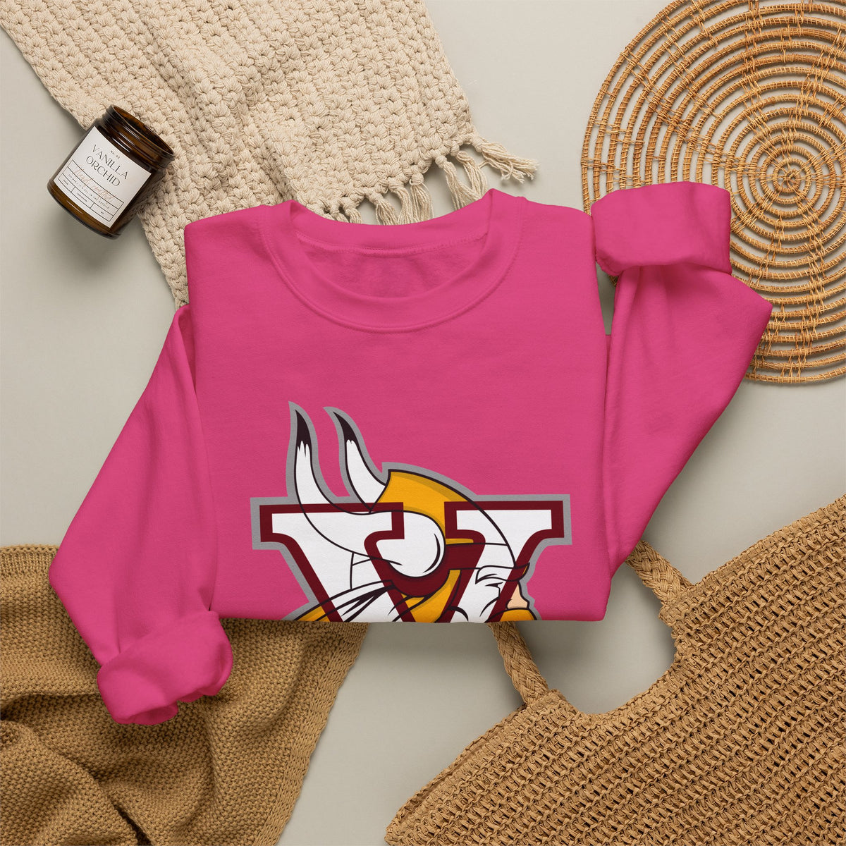 Valley Vikings Classic Logo Spirit Fleece Crewneck Sweatshirt