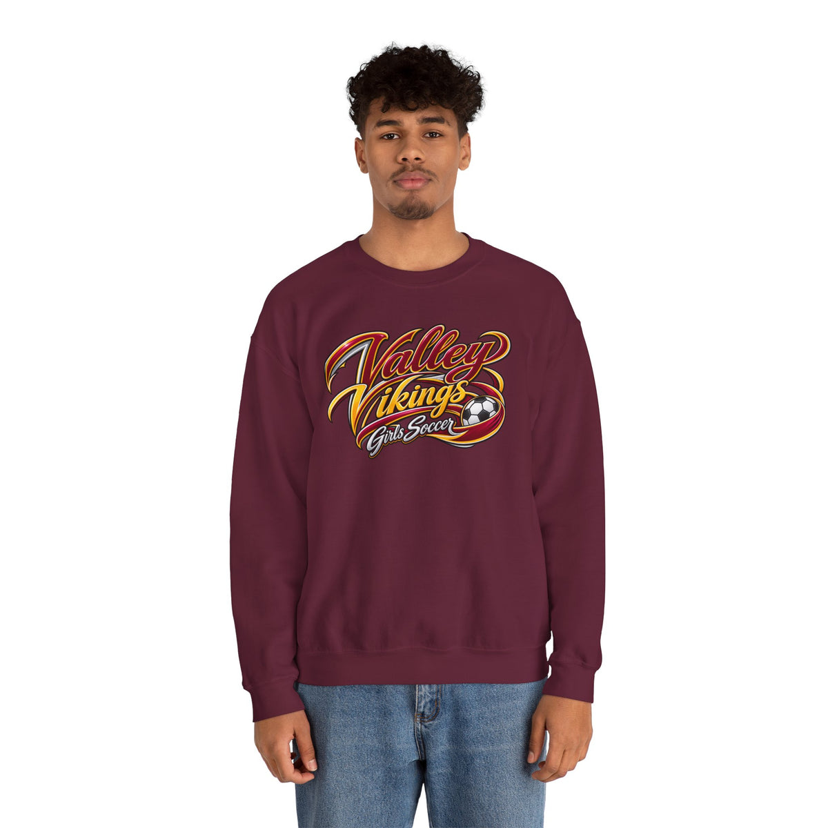 Valley Vikings Girls Soccer Spirit Fleece Crewneck Sweatshirt