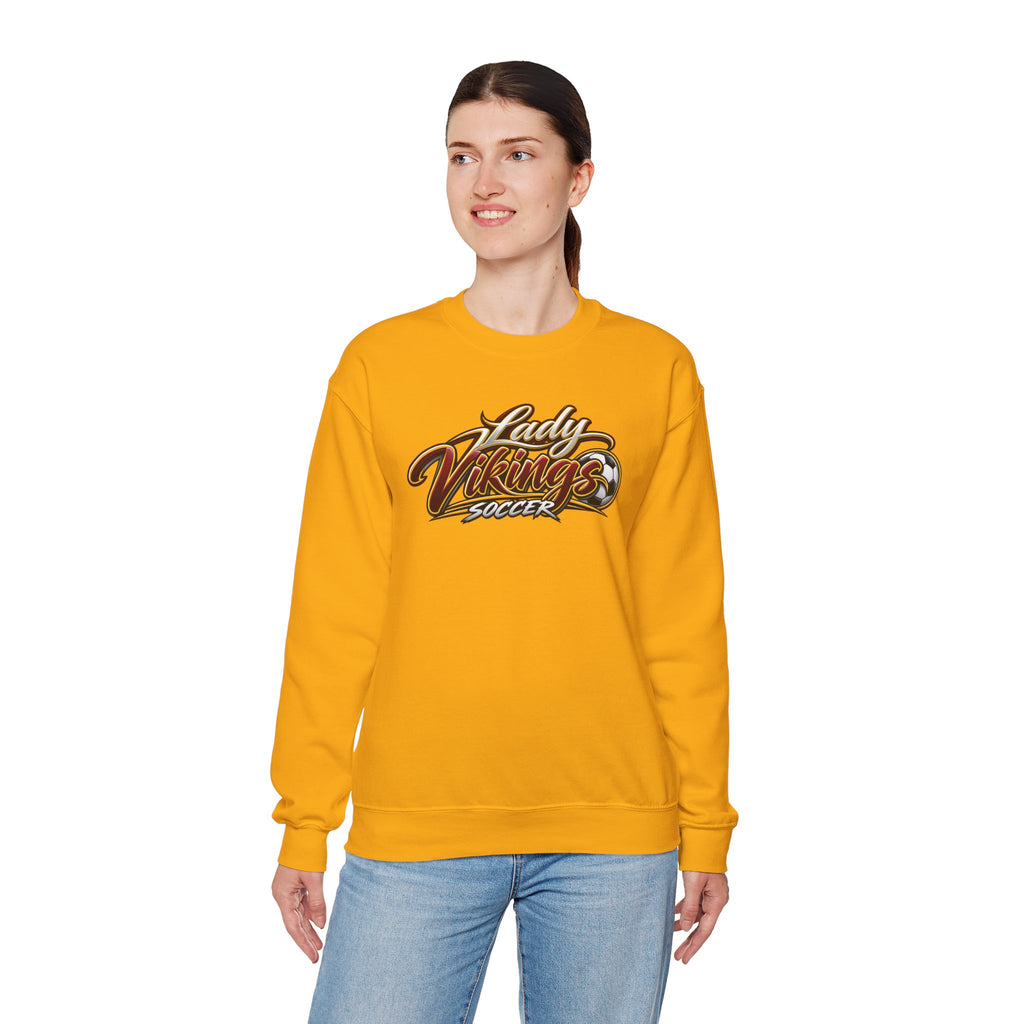Valley Lady Vikings Soccer Script Spirit Fleece Crewneck Sweatshirt
