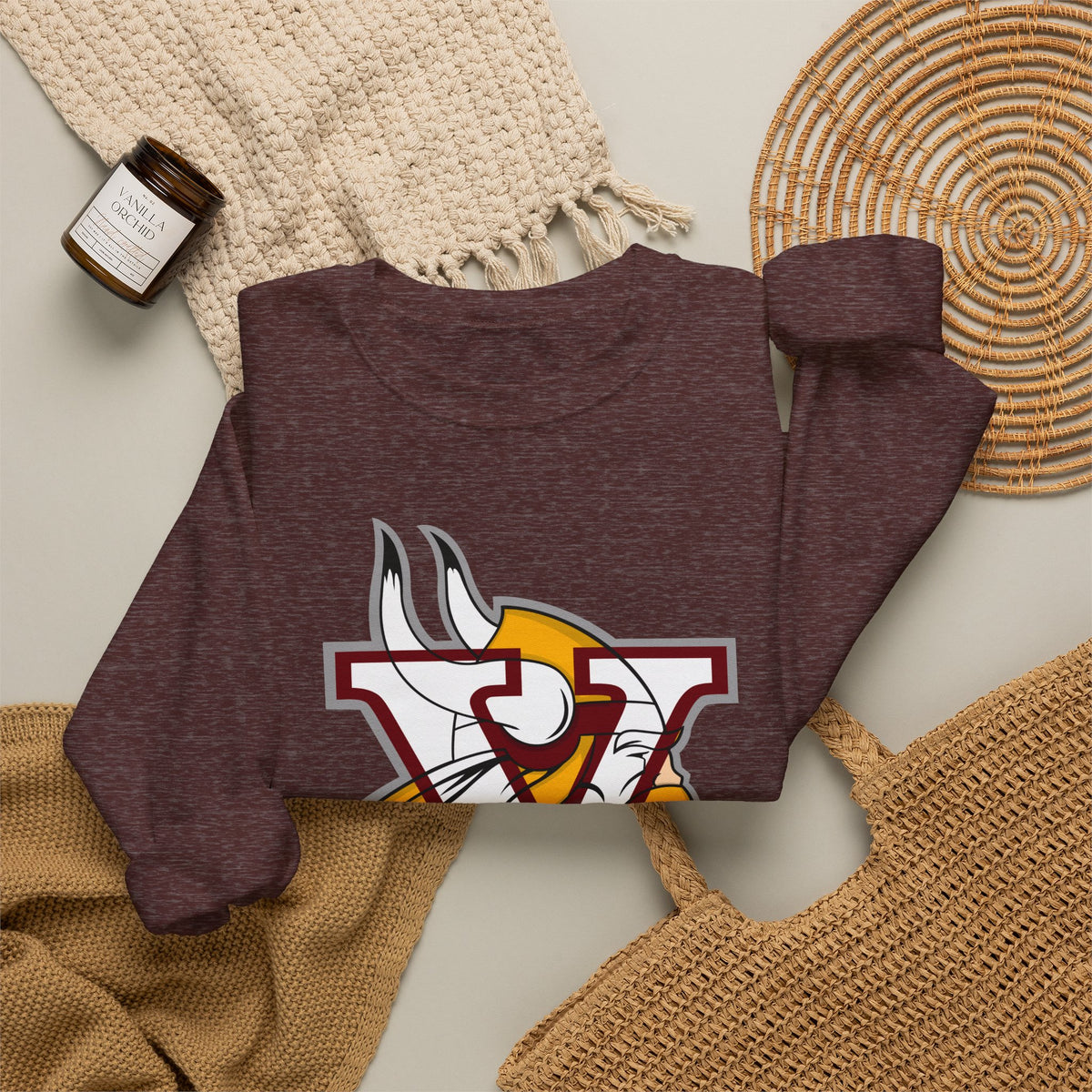 Valley Vikings Classic Logo Spirit Fleece Crewneck Sweatshirt