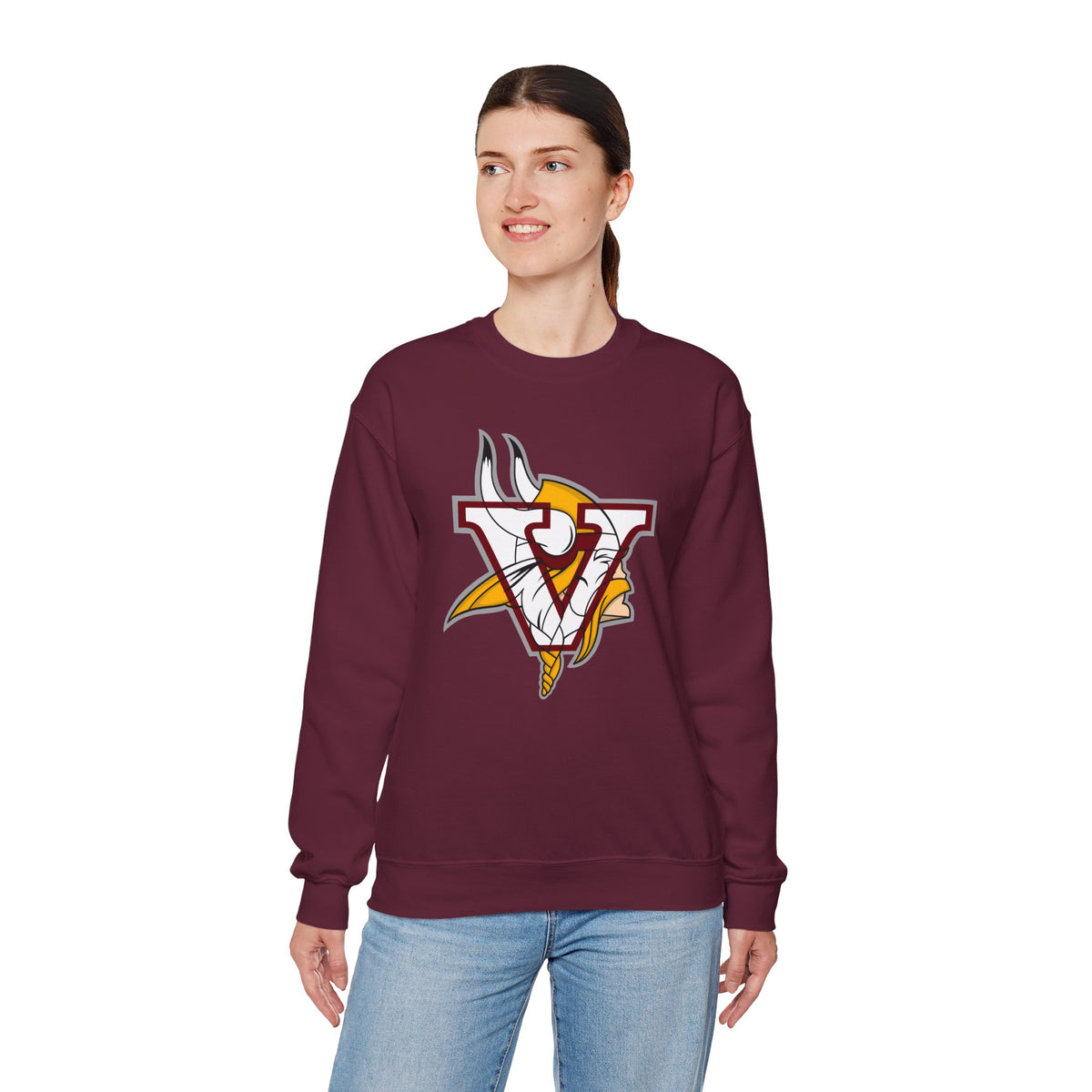 Valley Vikings Classic Logo Spirit Fleece Crewneck Sweatshirt
