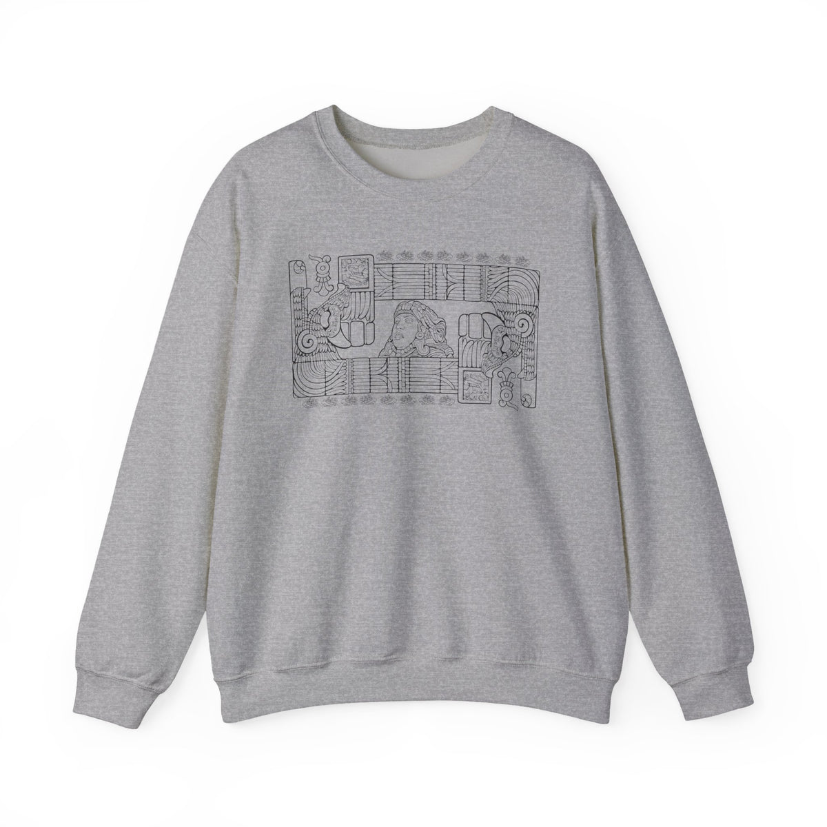 Aztec Wall (Black) – Original Hand-Drawn Aztec Wear Fleece Crewneck Sweatshirt