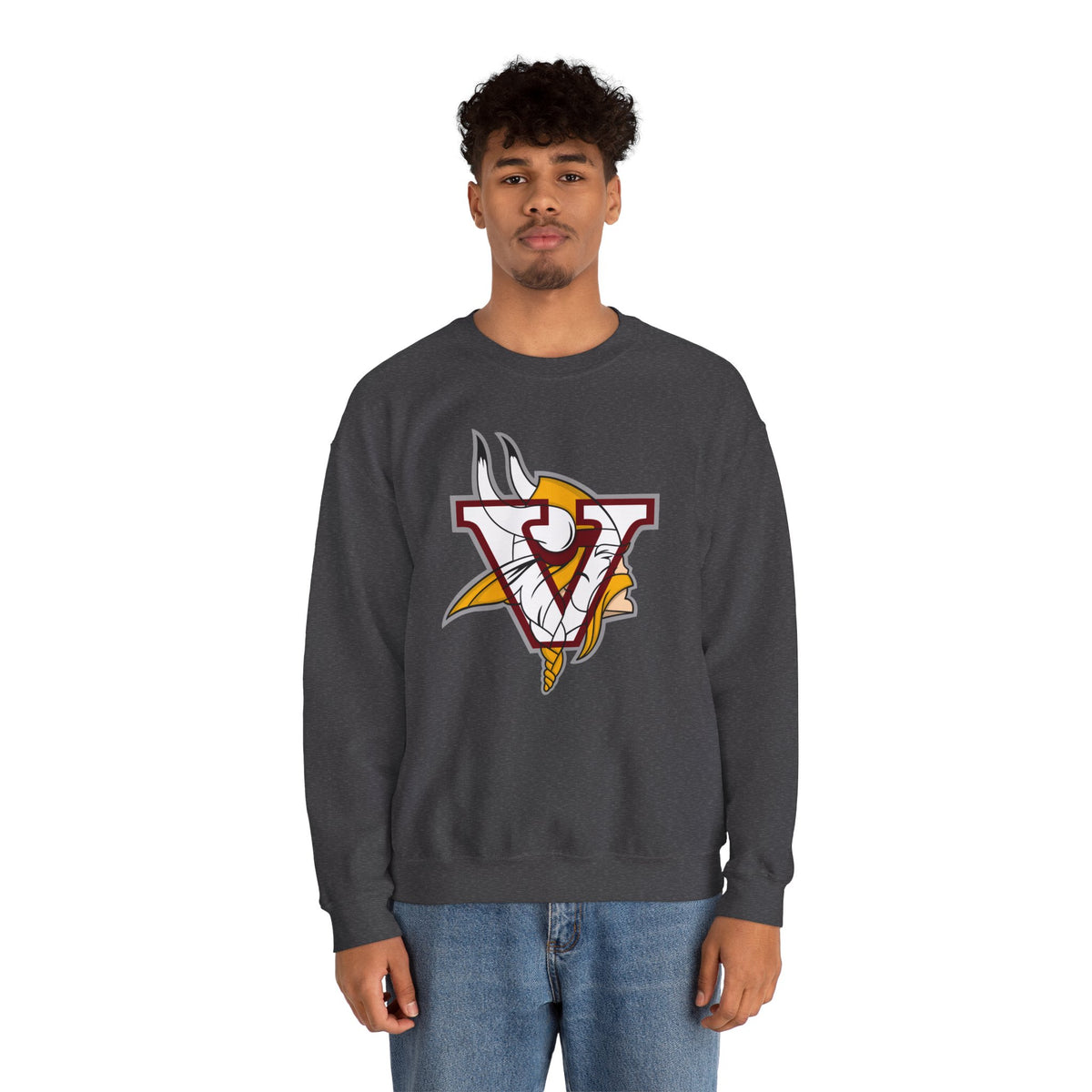 Valley Vikings Classic Logo Spirit Fleece Crewneck Sweatshirt